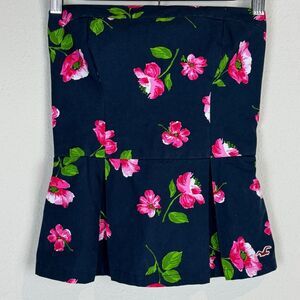 Hollister Floral Strapless Peplum Top M
